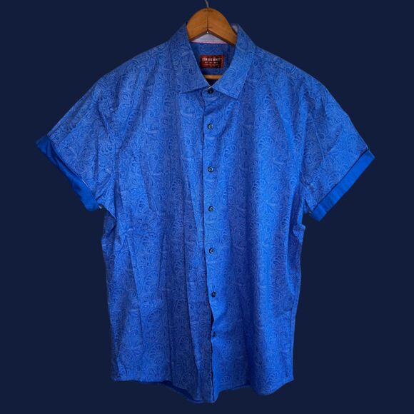 Consequence Mens Paisley Print Short Sleeve Button Down Shirt - Picture 1 of 7